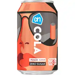 Albert Heijn AH Cola zero sugar peach flavour aanbieding
