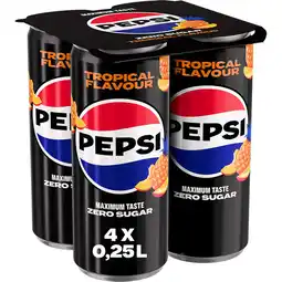 Albert Heijn Pepsi Tropical flavour zero sugar 4-pack aanbieding