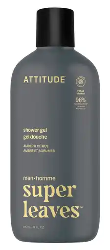 De Online Drogist Attitude Super Leaves Men Amber & Citrus Showergel aanbieding