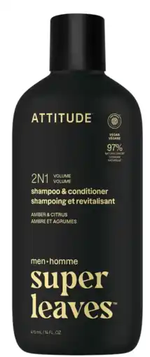 De Online Drogist Attitude Super Leaves Men 2-In-1 Volume Shampoo & Conditioner aanbieding