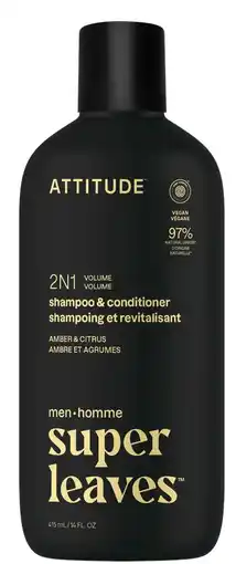 De Online Drogist Attitude Super Leaves Men 2-In-1 Volume Shampoo & Conditioner aanbieding