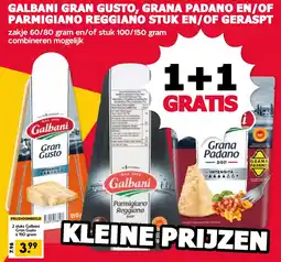 De Boerenschuur Galbani gran gusto, grana padano en/of parmigiano reggiano stuk en/of geraspt aanbieding