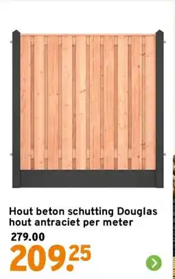 GAMMA Hout beton schutting Douglas hout antraciet per meter aanbieding