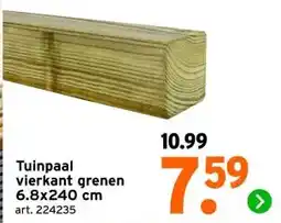 GAMMA Tuinpaal vierkant grenen 6.8x240 cm aanbieding