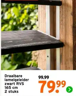 GAMMA Draaibare lamelgeleider zwart RVS 165 cm aanbieding