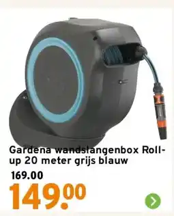 GAMMA Gardena wandslangenbox Roll-up 20 meter grijs blauw aanbieding
