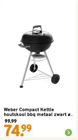 GAMMA Weber Compact Kettle houtskool bbq metaal zwart ø 47 cm aanbieding