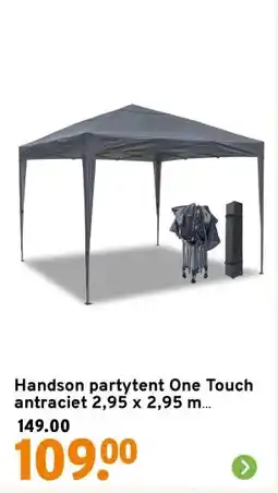GAMMA Handson partytent One Touch antraciet 2,95 x 2,95 m waterafstotend aanbieding