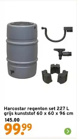 GAMMA Harcostar regenton set 227 L grijs kunststof 60 x 60 x 96 cm aanbieding