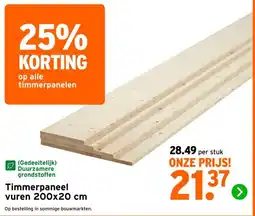 GAMMA Timmerpaneel vuren 200x20 cm aanbieding