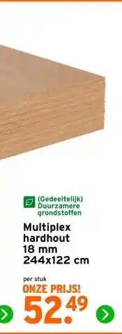 GAMMA Multiplex hardhout 18 mm 244x122 cm aanbieding