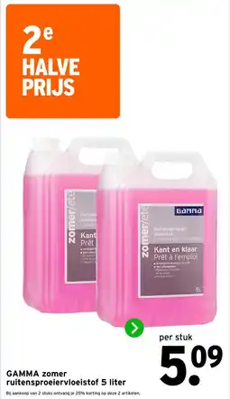 GAMMA GAMMA zomer ruitensproeiervloeistof 5 liter aanbieding