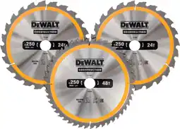 Coolblue DeWalt Cirkelzaagbladenset 250mm 3-delig 24T (2x), 48T aanbieding