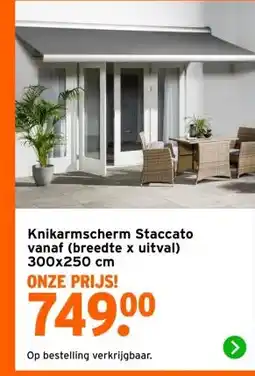 GAMMA Knikarmscherm Staccato vanaf (breedte x uitval) aanbieding