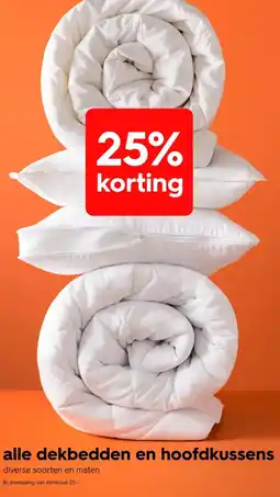 HEMA Alle dekbedden en hoofdkussens aanbieding