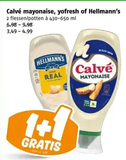 Poiesz Calvé mayonaise, yofresh of Hellmann's aanbieding