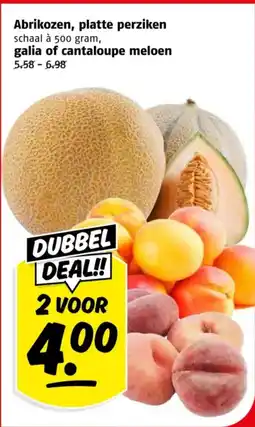 Poiesz Abrikozen, platte perziken, galia of cantaloupe meloen aanbieding