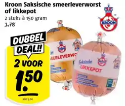 Poiesz Kroon Saksische smeerleverworst of likkepot aanbieding