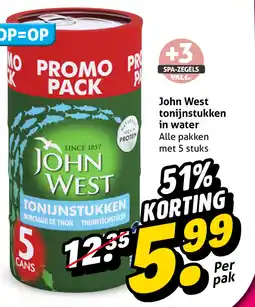Hoogvliet John West tonijnstukken in water aanbieding