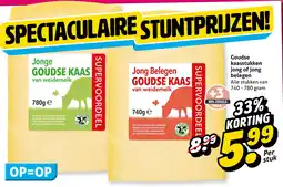 Hoogvliet Goudse kaasstukken jong of jong belegen aanbieding