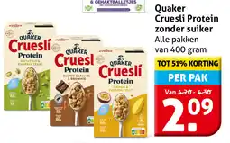 Hoogvliet Quaker Cruesli Protein zonder suiker aanbieding
