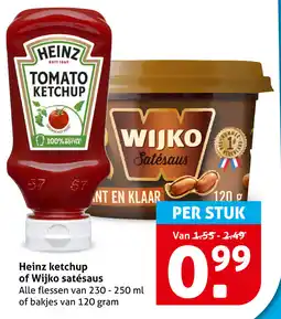 Hoogvliet Heinz ketchup of Wijko satésaus aanbieding