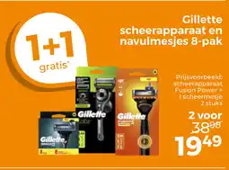 Trekpleister Gillette scheerapparaat en navulmesjes 8-pak aanbieding