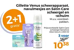 Trekpleister Gillette Venus scheerapparaat, navulmesjes en Satin Care scheergel en -schuim aanbieding