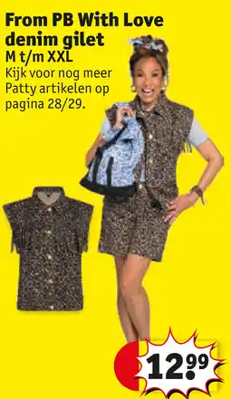 Kruidvat From PB With Love denim gilet M t/m XXL aanbieding