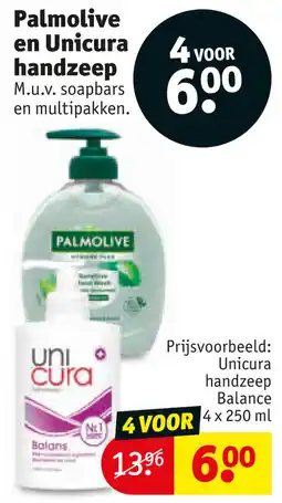 Kruidvat Palmolive en Unicura Handzeep aanbieding