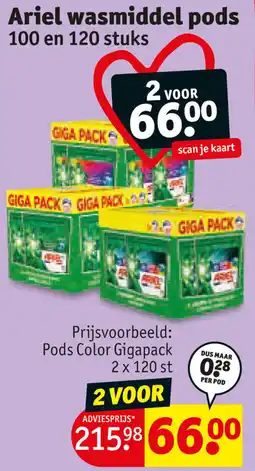 Kruidvat Ariel Wasmiddel Pods aanbieding