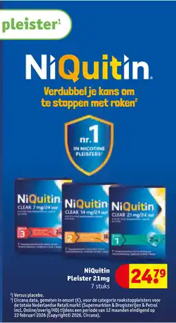 Kruidvat NiQuitin Pleister 21mg aanbieding