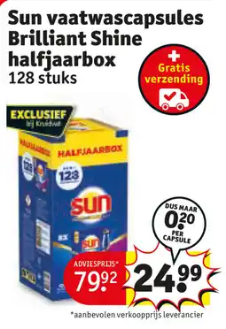 Kruidvat Sun vaatwascapsules Brilliant Shine halfjaarbox aanbieding