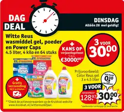 Kruidvat Witte Reus wasmiddel gel, poeder en Power Caps aanbieding
