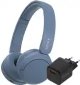 Coolblue Sony WH-CH520 Blauw + BlueBuilt Quick Charge Oplader met Usb A Poort 18W Zwart aanbieding