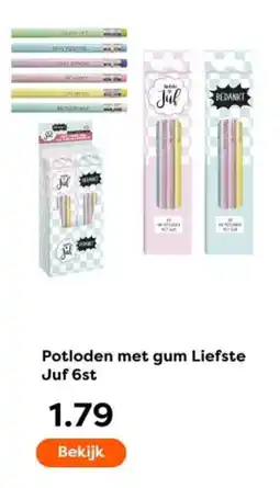 The Read Shop Potloden met gum Liefste Juf 6st aanbieding
