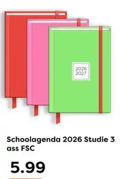 The Read Shop Schoolagenda 2026 Studie 3 ass FSC aanbieding