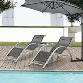 Bol.com Tuinset Binetto 3-delig 2 ligbedden 1 tafel grijs en zwart aanbieding