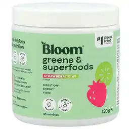 Holland & Barrett 2e product 50% korting | Bloom Greens & Superfoods Strawberry Kiwi - 180g aanbieding