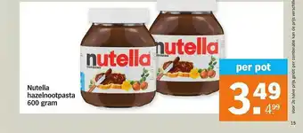 Albert Heijn Nutella Hazelnootpasta 600 Gram aanbieding