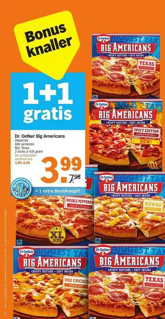 Albert Heijn Dr. Oetker Big Americans 1+1 Gratis aanbieding