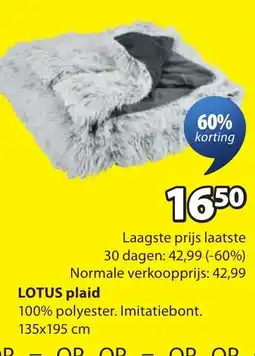 Jysk Lotus plaid aanbieding