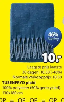 Jysk Tusenfryd plaid aanbieding