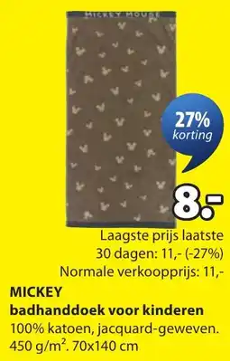 Jysk Mickey badhanddoek voor kinderen aanbieding
