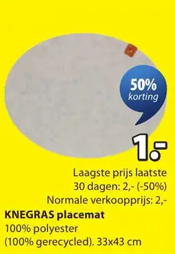 Jysk Knegras placemat aanbieding