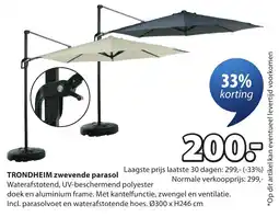 Jysk Trondheim zwevende parasol aanbieding