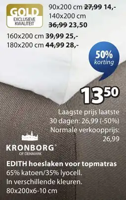 Jysk Kronborg edith hoeslaken voor topmatras aanbieding