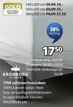 Jysk Tine satijnen hoeslaken aanbieding