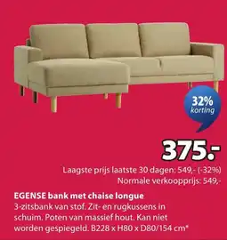 Jysk Egense bank met chaise longue aanbieding