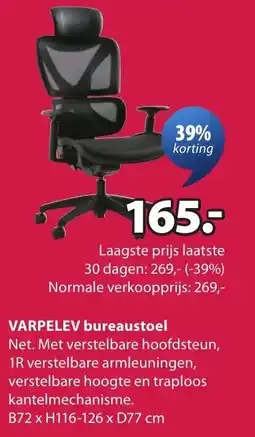 Jysk Varpelev bureaustoel aanbieding